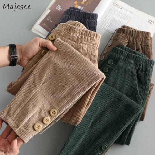 Pants Women Solid Harem Button New Arrival Corduroy Fashionable Ulzzang BF Large Size 4XL Beam Feet Pant Womens Casual Hot Daily