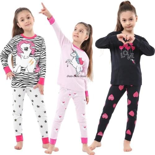 Cartoon Unicorn Kids Pajama Full Sleeve Children Clothing Suit Cotton Soft Baby Boys Clothes Comfortable Toddler Girls Pyjama