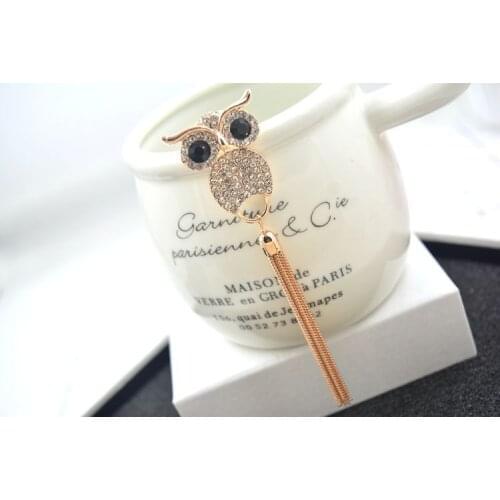 Europe and the United States explosion models fashion owl tassel brooch Crystal From Austrian Multi-use scarves buckle clothing