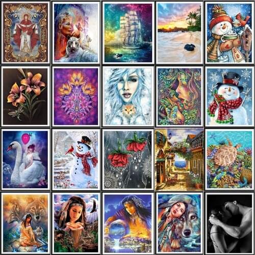Figure 5D diamond painting full diamond beauty Jesus Snowman round diamond mosaic pattern home decoration DIY handmade wall stic