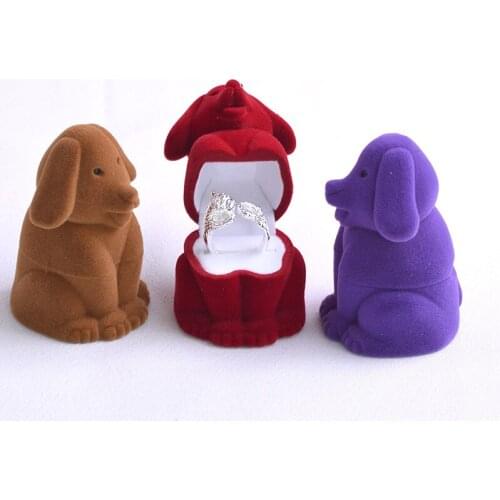Velvet Animal Dog Ring Earring Bracelet Jewelry Display Box Case Wedding Ring Valentines Day Gift Organizer