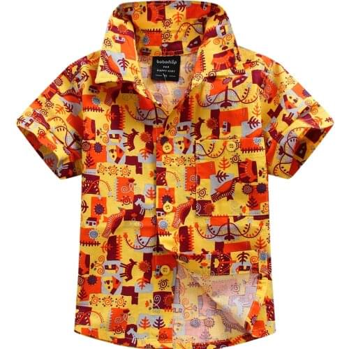 Cotton 100% floral shirt hawaiian shirt aloha shirt for boy T1535