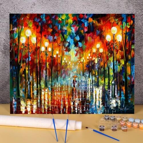 Oil Painting Style Rain Painting By Numbers Complete Kit Acrylic Paints 40*50 Paiting By Numbers Home Decor For Adults Art