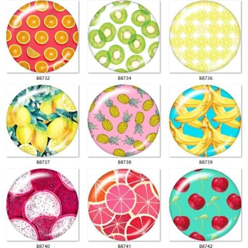 KISS LOVE fruit pattern 10pcs mixed 12mm/18mm/20mm/25mm Round glass cabochon jewelry flat back Making findings B8732