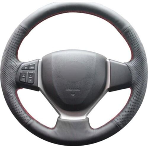 Top Leather Steering Wheel Hand-stitch on Wrap Cover For Suzuki CELERIO S-CROSS SX4 2013-14 Vitara 2015