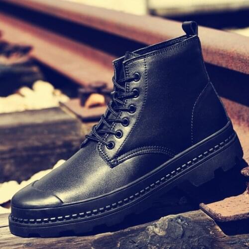 Fashion New Motorcycle Boots for Men Leather Casual Ankle Boots Winter Plush Snow Shoes Comfortable Cowboy Botas Big Size 37-47