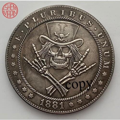 Love You Forever 1881 Skeleton Hobo Nickel Coins USA Morgan Dollar COIN COPY Tramp copper coin