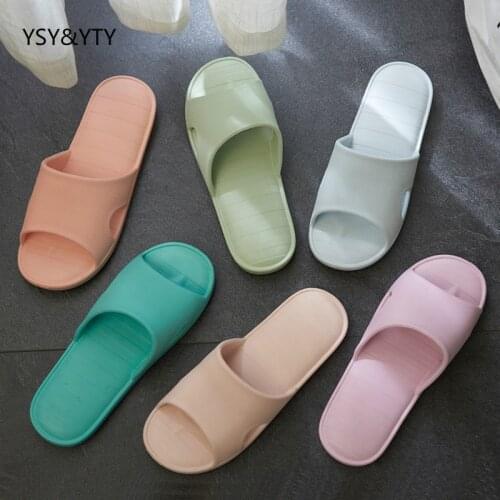 2019 new Bathroom slippers female summer non-slip thick bottom couple home indoor bath water soft bottom sandals shoes woman