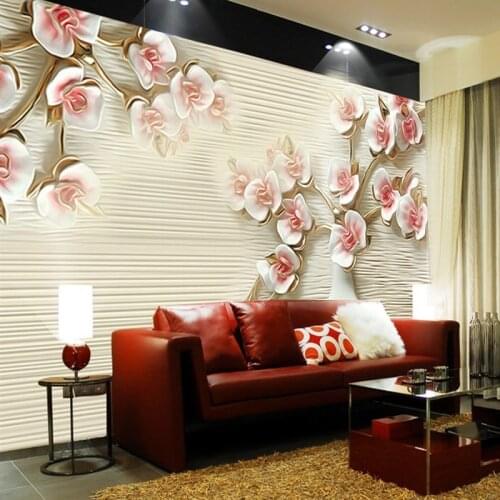 Beibehang Custom wallpaper 3d photo mural HD embossed stereo plum mural TV background wall papers home decor 3d wallpaper mural
