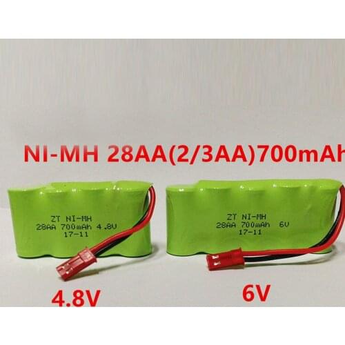 Soravess 1PCS 28AA Rechargeable Battery Pack 2/3AA 4.8V&6V 700mAh Power Style Batteries Cell For RC toys Ship Model
