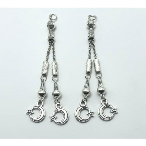 JunKang 2pcs Turkish national emblem star moon rosary pendant jewelry making prayer beads DIY handmade material accessories