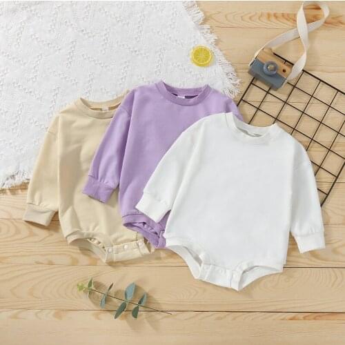 0-24M Casual Newborn Baby Boy Girl Long Sleeve Solid Color Loose Sweater Romper Jumpsuit Outfits Baby Clothes