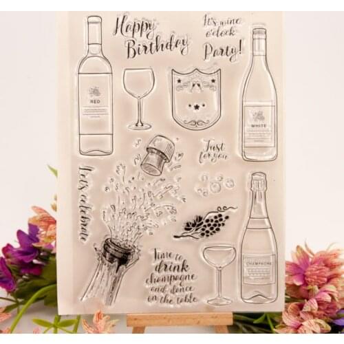 Wine Transparent Clear Silicone Stamps for DIY Scrapbooking/Card Making/Kids Crafts Decoration Supplies