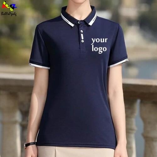 DIY/design logo Polo shirt business staff company uniform custom printed logo mens and womens casual tops