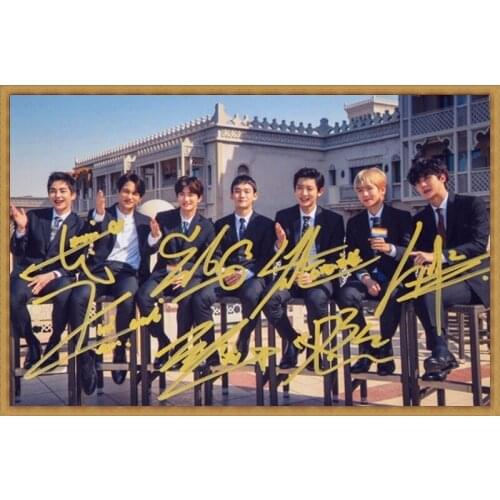 Hand signed EXO autographed original group photo K-POP 6 inches free shipping 022018A