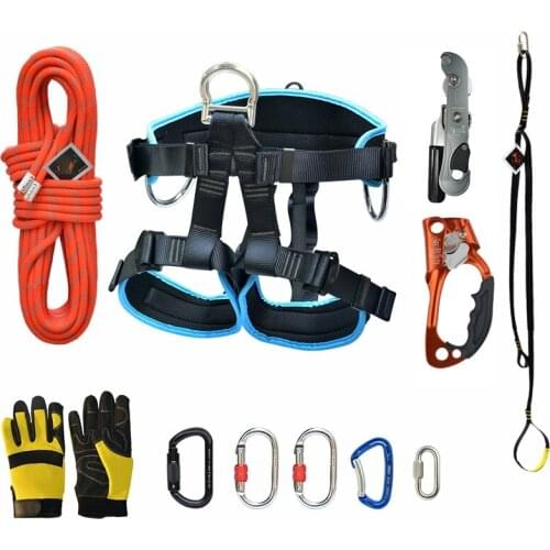 35-50M 2800KG ascend-descend aerial work fast safety insurance working static rope sport harness,glass clean tool,chain