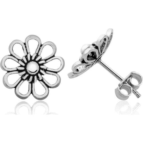 Tevuli 925 Sterling Silver Filigree Daisy Studded Earrings
