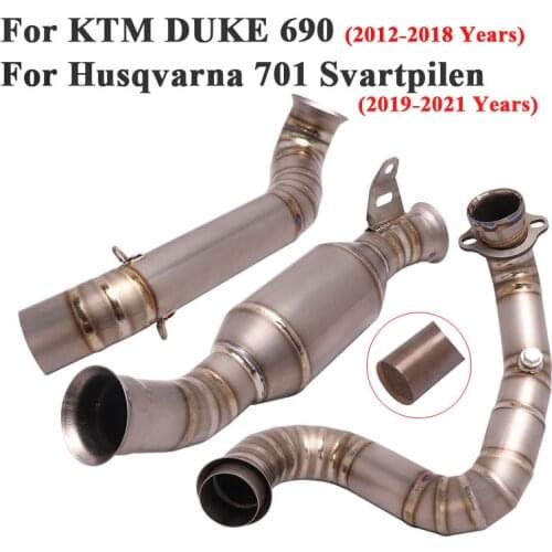 Titanium Alloy Slip On For KTM690 DUKE 690 Husqvarna 701 Svartpilen Motorcycle Exhaust System Front Middle Link Pipe Catalyst