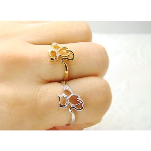 Unique Trendy Hollow Out Kitty Unique Trendy H Adjustable Ring High Quality Design Mens Promise Rings Women Gift Overwatch Aros