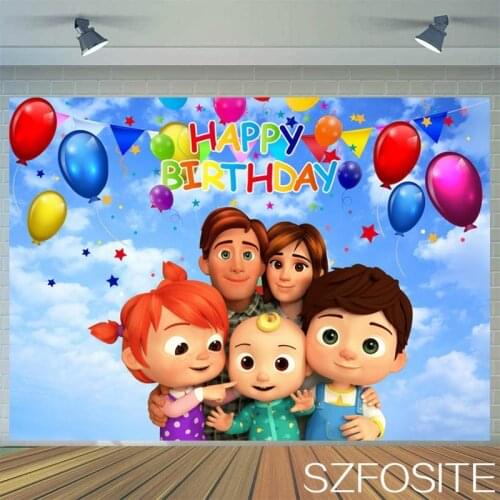 Blue Sky Balloon Warm Family Reunion Backdrop Child Birthday Party Room Decoration Photography Photo Kid Custom Vinyl Background