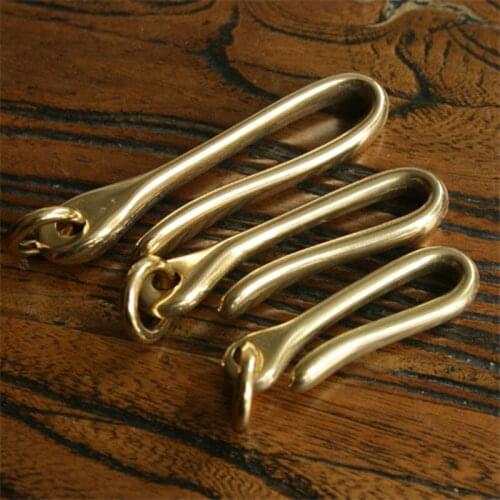 Vintage Brass Key Clasp Handmade DIY pure copper Simple Type key Ring EDC waist hook