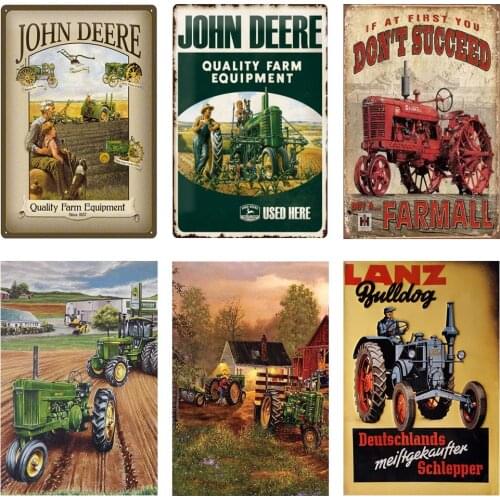 Green Tractor Farm Metal Tin Sign Plate Farm Bar Cafe Pub Wall Decoration Shabby Chic Nostalgic Plaque Home Decor Poster