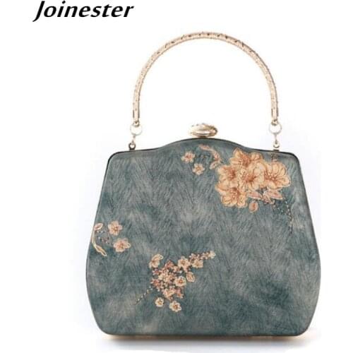 Women Vintage Clutch Bags Metal Frame Evening Bag Wedding Prom Party Cocktail Bridal Clutches Chinese Style Handmade Handbags