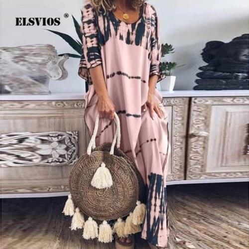 New Fashion Printed O Neck Long Party Dresses Summer Women Short Sleeve Loose Maxi Dresses Casual Ladies Beach Dresses Vestidos