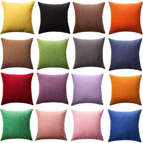 Jacquard Seat Cushion Protector Cover Corduroy Pillow Cover Car Throw Back Pillowcase Bedroom Home Decor Solid Color 1 Pc