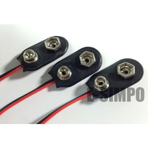 100pcs 9V Battery Clip 9V Battery Snap-on connector with 150mm long wire copper contact, Rohs compliant, high quality