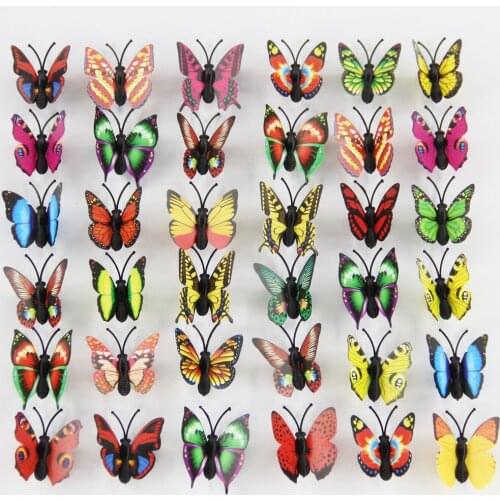 100PCS Party 3D Butterfly Wall Decals Sticker DIY Home Wedding Birthday Decoration Art Mural Christmas 4.5cm Multiple Color