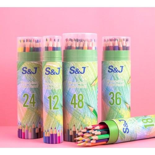 12/18/24/36/48 Colors Oily Color Pencil Artistic Color Lead Brush Sketch Wood Pencils Set Hand-Painted School Supplies