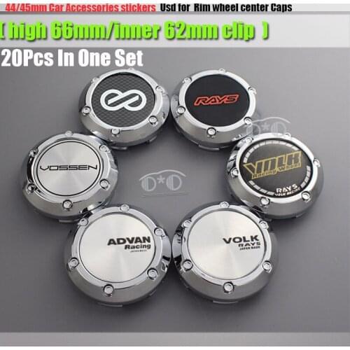 20PCS Vossen Enkei Advan Racing Volk Rays Racing Car Wheel Center Centre Hub Cap Auto Styling Emblem 66mm 45mm Decals Stickers