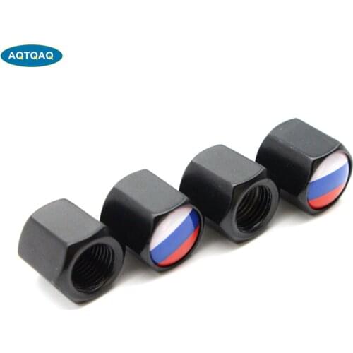 4 Pcs/Set Zinc Alloy Russia flag Style Tire Valve Stem Cap Tire Wheel Stem Air Valve Caps for Auto Cars