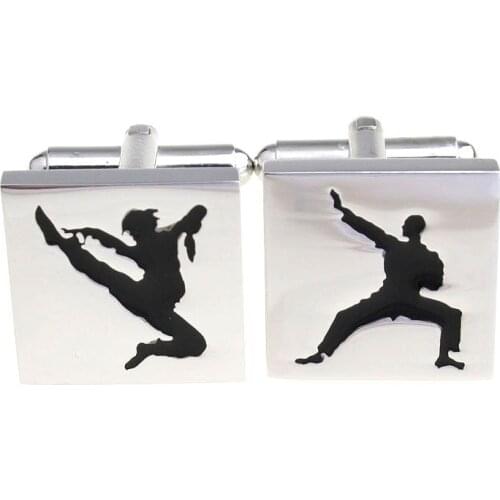 Free shipping Men Cufflinks silver color kongfu design copper material men cufflinks whoelsale&retail