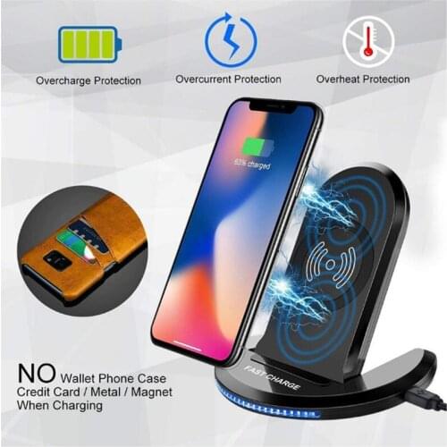 10W fast wireless charger stand best seller 2 coils wireless charger