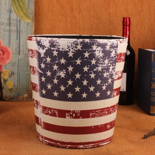 No cover retro classic European trash trash basket to do the old antique leather wastebasket field home Decoration