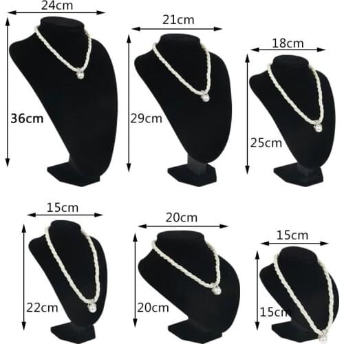Black High Level Velvet Jewelry Display Bust Necklaces Holder Pendants Stand Various Height Options Hand Made