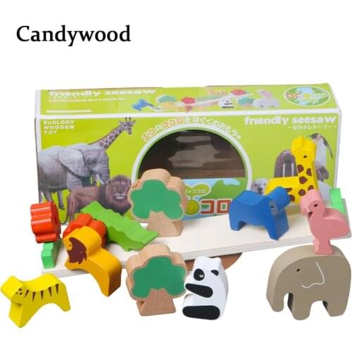 Wooden Toys Forest Animal Seesaw Wood Balance Blocks Wooden Jenga Blocks Educational Toys Children learning Game Toy For Boys