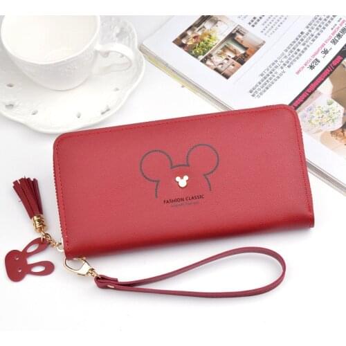 Disney wallet ladies long wallet new fashion mobile phone bag large capacity coin purse tassel zipper clutch women purse