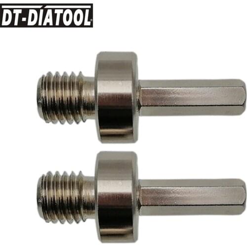DT-DIATOOL 2pieces Connection Converter for Adapter M14 male thread to 3/8 hexagon shank for M14 drill core bits grinding disc