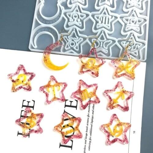 Earrings Mold Constellation Pendant Silicone Mold Astrology Diy Epoxy Casting Mold Jewelry Necklace Pendant Making Mold