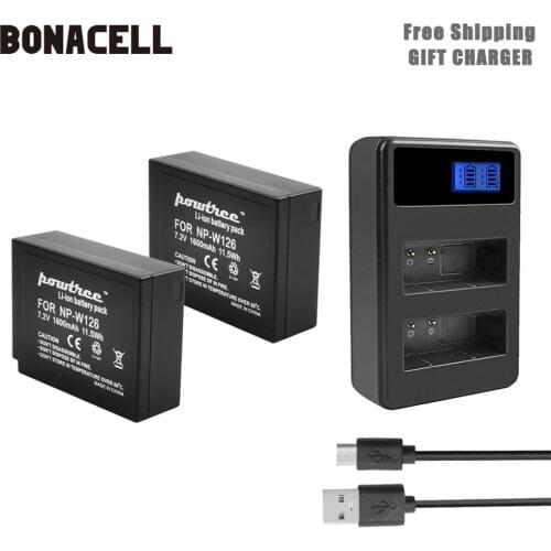 Bonacell NP-W126 W126S Camera Bttery+Dual Charger For Fujifilm X-T20 XT20 X100F X-H1 XH1 X-A5 XA5 X-A20 XA20 X-E3 XE3 XT3 L50