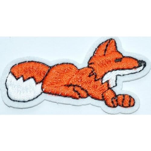Hot! little orange fox wildlife embroidered applique iron on patch (size is about 5.5 * 3 cm)