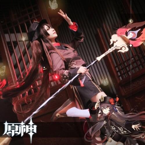 Game Genshin Impact Hutao Cosplay Costume Uniform Wig Cosplay Anime Game Hu Tao Chinese Style Halloween Costumes