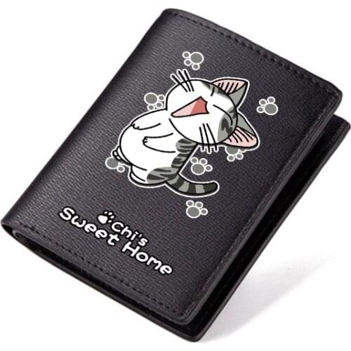 Women Bags Leather Patchwork Embroidery Wallets Girl Clutch Purse Female Billfold Handmade Art Cartoon Cheese cat