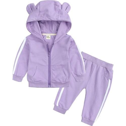 New Boys' Suit Spring Autumn Clothing Two-piece Long Sleeve Hooded Jacket + Side Stripe Sweatpant Girls Sports Outfits