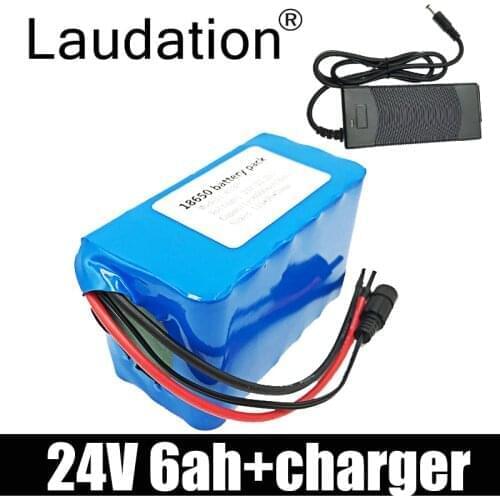Laudation 24V6ah Lithium Battery High Quality 18650 Pack 6S3P 25.2V6000mah For 200W 250W 350W Motor With 15A BMS And 2A Charger