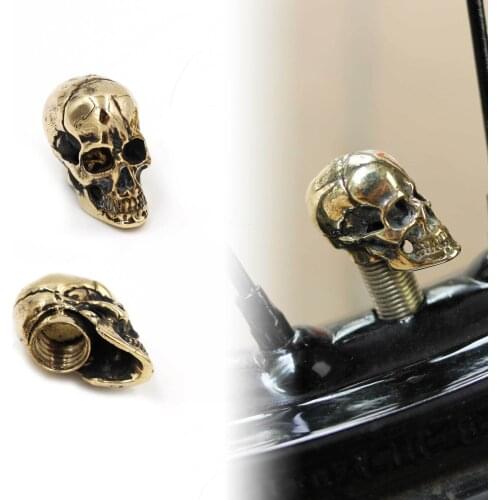 Copper Skull Modified Valve Cap Motorcycle Valve Bonnet Brass Retro Fittings