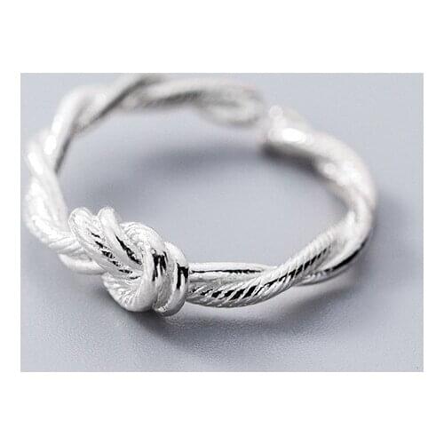 MloveAcc Hot Genuine 925 Sterling Silver Simple Finger Ring Twisted Shape Jewelry for Women Party Gift
